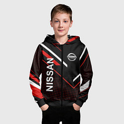 Толстовка на молнии детская NISSAN, НИССАН ГЕОМЕТРИЯ, цвет: 3D-черный — фото 2
