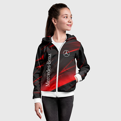 Детская толстовка на молнии Mercedes-Benz Геометрия / 3D-Белый – фото 4