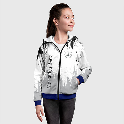 Детская толстовка на молнии Mercedes-Benz - Текстура / 3D-Синий – фото 4