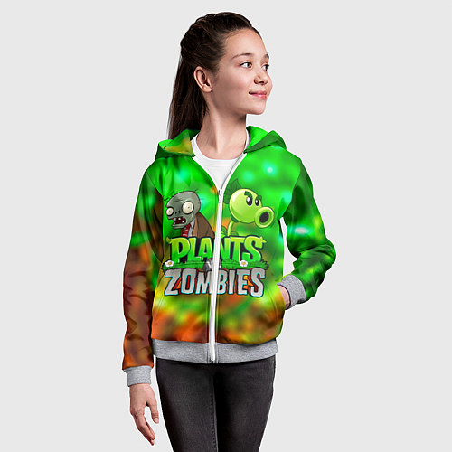Детская толстовка на молнии Plants vs Zombies горохострел и зомби / 3D-Меланж – фото 4
