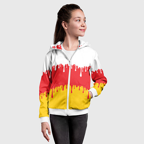 Детская толстовка на молнии Северная Осетия Алания потёки / 3D-Белый – фото 4