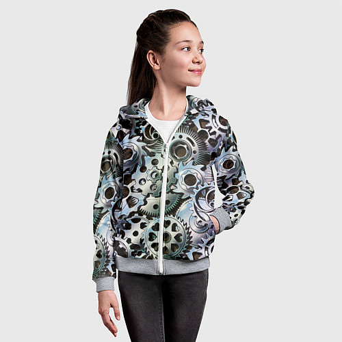 Детская толстовка на молнии Стимпанк шестеренки Steampunk / 3D-Меланж – фото 4