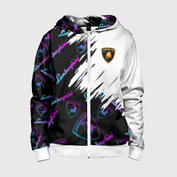 Толстовка на молнии детская Lamborghini pattern gradient, цвет: 3D-белый