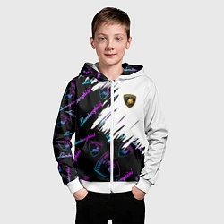 Толстовка на молнии детская Lamborghini pattern gradient, цвет: 3D-белый — фото 2