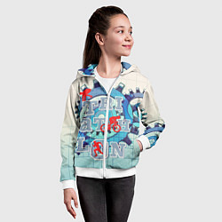 Толстовка на молнии детская Триатлон - Механизм трех, цвет: 3D-белый — фото 2