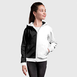 Толстовка на молнии детская Black and white чб, цвет: 3D-белый — фото 2