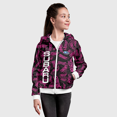 Детская толстовка на молнии SUBARU STI PATTERN / 3D-Белый – фото 4