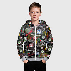 Толстовка на молнии детская Volkswagen Group AUDI VW SEAT PORSCHE SKODA, цвет: 3D-меланж — фото 2