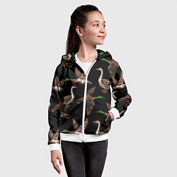 Толстовка на молнии детская Утки паттерн, цвет: 3D-белый — фото 2