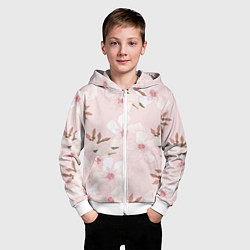 Толстовка на молнии детская Розовые цветы весны, цвет: 3D-белый — фото 2