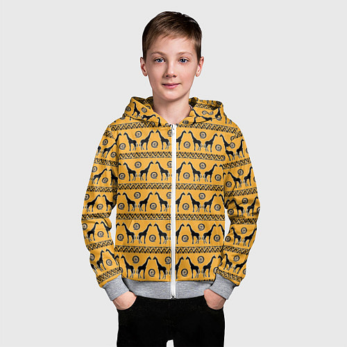 Детская толстовка на молнии Жирафы Сафари / 3D-Меланж – фото 3