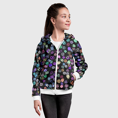 Детская толстовка на молнии Неоновые жуки / 3D-Белый – фото 4