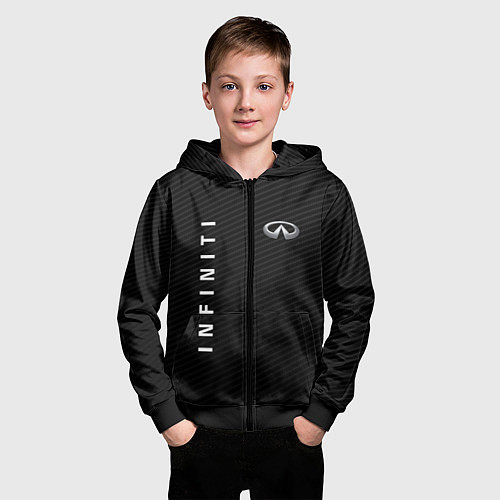 Детская толстовка на молнии Infinity карбон / 3D-Черный – фото 3