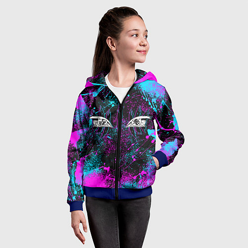 Детская толстовка на молнии ГЛАЗА АКАЗЫ ГЛИТЧ / 3D-Синий – фото 4