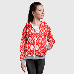 Толстовка на молнии детская Red Pattern Dope Camo Dope Street Market Спина, цвет: 3D-меланж — фото 2