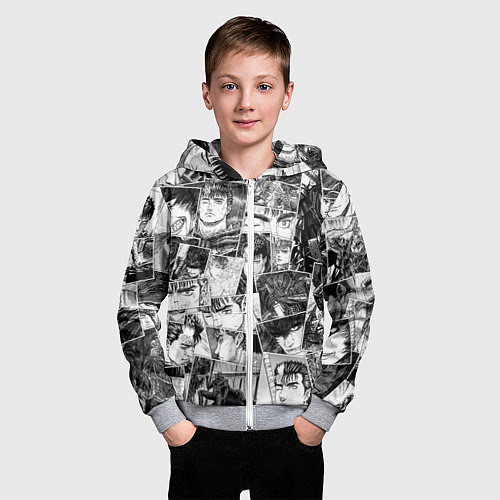 Детская толстовка на молнии Berserk pattern / 3D-Меланж – фото 3