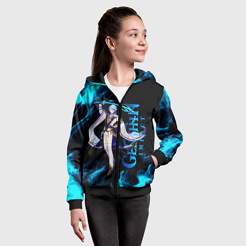 Детская толстовка на молнии Kamisato Ayato Камисато Аято / 3D-Черный – фото 4