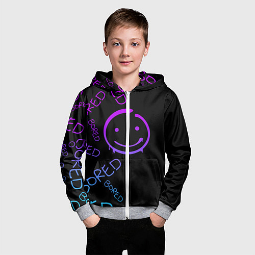 Детская толстовка на молнии Neon Bored Half pattern / 3D-Меланж – фото 3