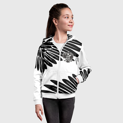 Детская толстовка на молнии ГЕРБ РОССИИ КРЫЛЬЯ СВОБОДЫ / 3D-Белый – фото 4