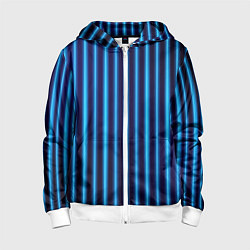 Детская толстовка на молнии Неоновый свет Голубые и синие вертикальные полосы