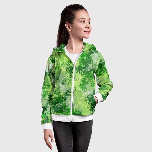 Детская толстовка на молнии Спортивный камуфляж Пикси - Рукола / 3D-Белый – фото 4