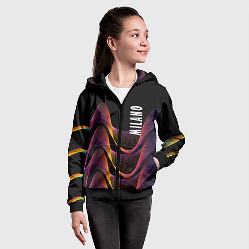 Детская толстовка на молнии Fashion pattern Neon Milano / 3D-Черный – фото 4