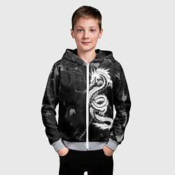 Толстовка на молнии детская Китайский Дракон Чб Dragon Snake, цвет: 3D-меланж — фото 2