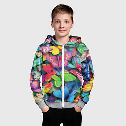Толстовка на молнии детская Стая бабочек Pattern, цвет: 3D-меланж — фото 2