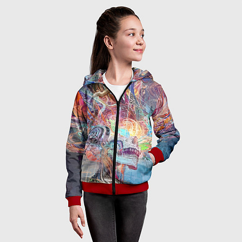 Детская толстовка на молнии Cyber skull Vanguard pattern / 3D-Красный – фото 4