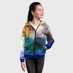 Толстовка на молнии детская Осенний мозаичный узор, цвет: 3D-синий — фото 2