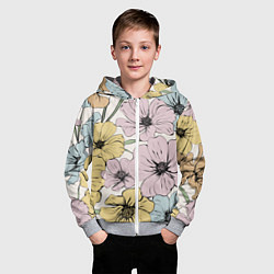 Толстовка на молнии детская Цветы Винтажный Букет, цвет: 3D-меланж — фото 2