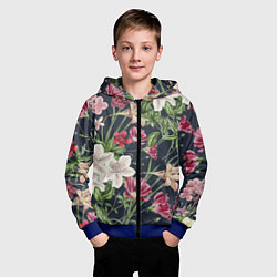 Толстовка на молнии детская Цветы Розовые, цвет: 3D-синий — фото 2