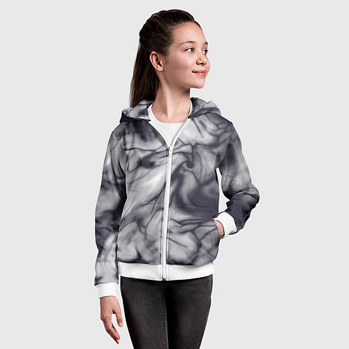 Детская толстовка на молнии Бело-черный тай-дай / 3D-Белый – фото 4