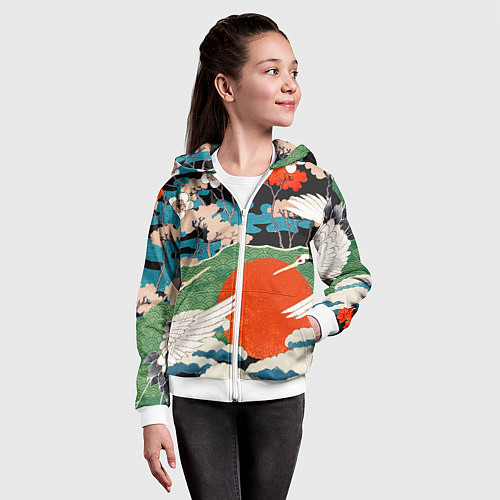 Детская толстовка на молнии Воспоминания об Японии / 3D-Белый – фото 4