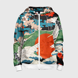 Толстовка на молнии детская Воспоминания об Японии, цвет: 3D-белый