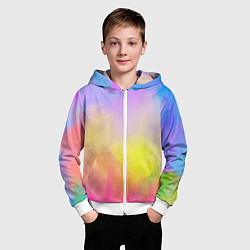 Толстовка на молнии детская Красочный неон, цвет: 3D-белый — фото 2