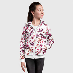 Толстовка на молнии детская Цветы Летние Розовые, цвет: 3D-белый — фото 2