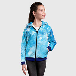 Толстовка на молнии детская Новогодние снежинки, цвет: 3D-синий — фото 2