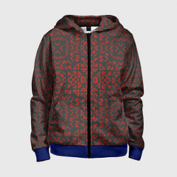 Толстовка на молнии детская КРАСНЫЕ ЛИНИИ ПАТТЕРН, цвет: 3D-синий