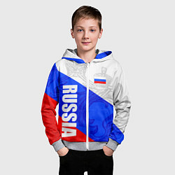 Толстовка на молнии детская RUSSIA - SPORTWEAR - ТРИКОЛОР, цвет: 3D-меланж — фото 2