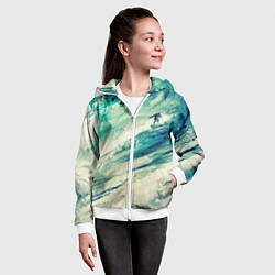 Толстовка на молнии детская Лазурная волна, цвет: 3D-белый — фото 2
