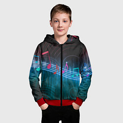 Толстовка на молнии детская Виниловый паттерн, цвет: 3D-красный — фото 2