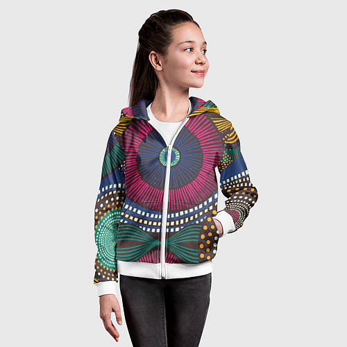 Детская толстовка на молнии Африка Орнамент / 3D-Белый – фото 4