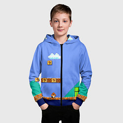 Толстовка на молнии детская Марио дизайн, цвет: 3D-синий — фото 2