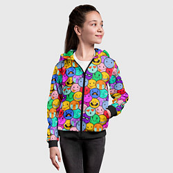 Толстовка на молнии детская Sticker bombing смайлы маленькие, цвет: 3D-черный — фото 2