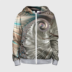 Толстовка на молнии детская Fractal pattern Spiral Серебристый фрактал спираль, цвет: 3D-меланж