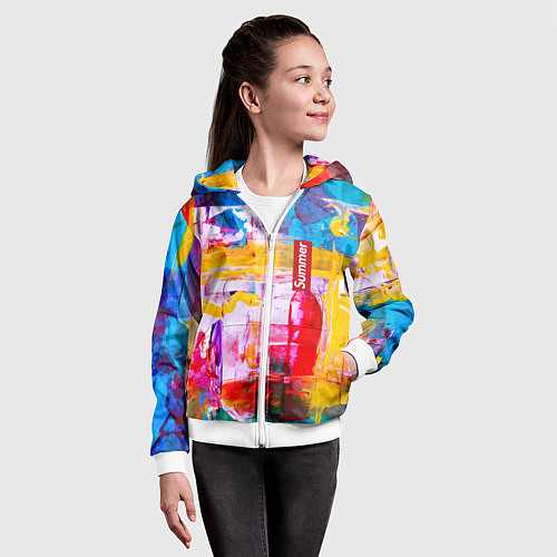 Детская толстовка на молнии Импрессионизм Лето Абстракция Impressionism Summer / 3D-Белый – фото 4