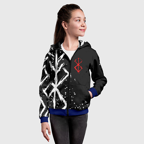 Детская толстовка на молнии БЕРСЕРК - КЛЕЙМО ЖЕРТВЫ / 3D-Синий – фото 4