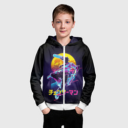 Толстовка на молнии детская CHAINSAW MAN on the background of the moon, цвет: 3D-белый — фото 2