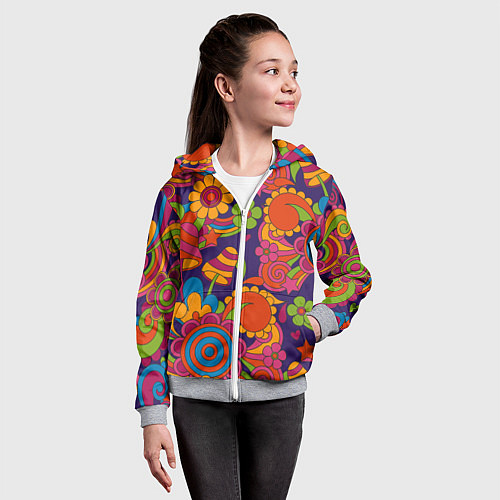 Детская толстовка на молнии Психоделический сюжет / 3D-Меланж – фото 4